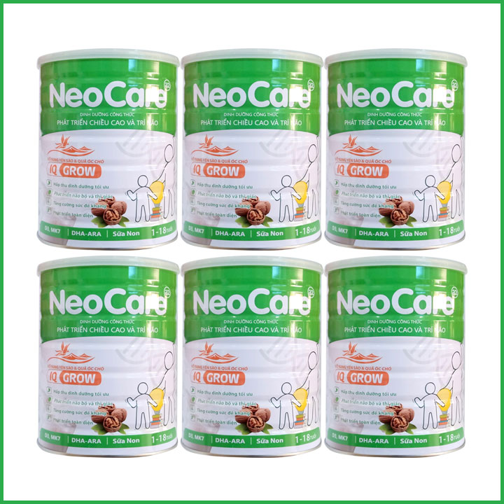 6 Lon Sữa bột NeoCare IQ grow (1-18 tuổi) 900g