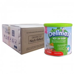 Thùng 24lon Bột ăn dặm Delimax thịt heo rau củ 250g